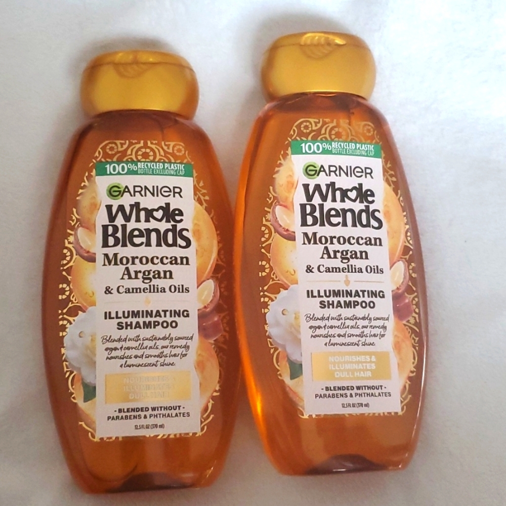 2 Garnier Whole Blends Moroccan Argan & Camellia Oils Illuminating Shampoo 12fl